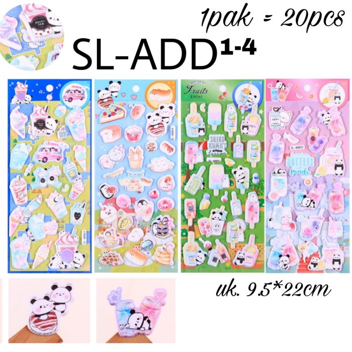 

Best Item! Sticker Character Panda Food Soft Boba Drink Stiker Timbul 3D Murah