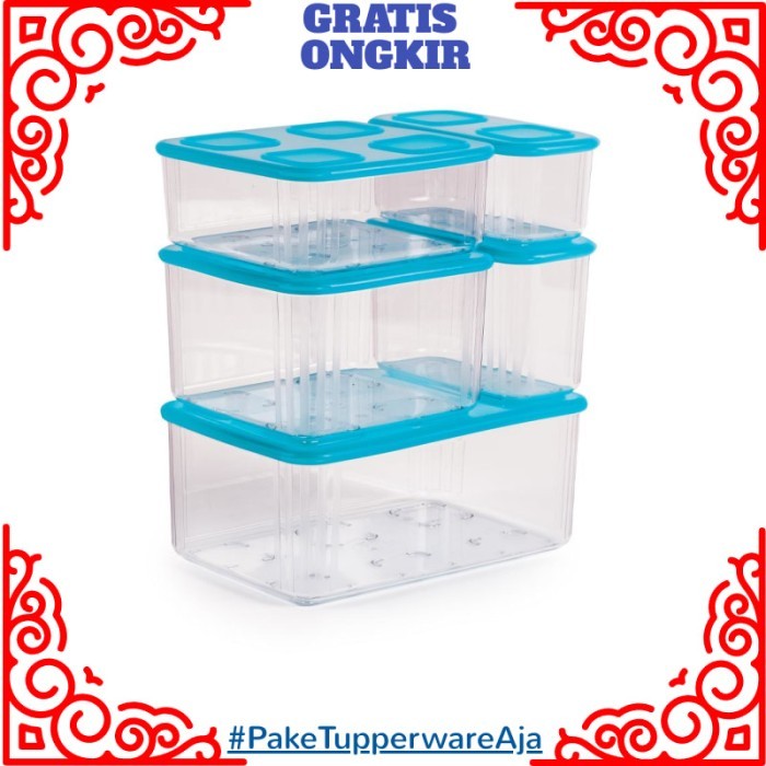 Toples Kulkas Tupperware - Toples Freezer Tupperware Set 5pc + Box