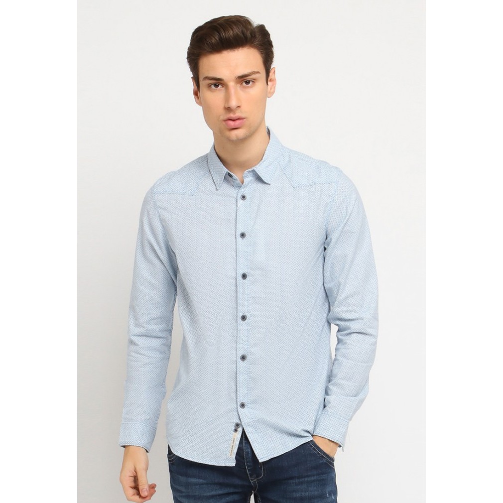 Osella Baju Pria Kemeja Lengan Panjang Motif Blue