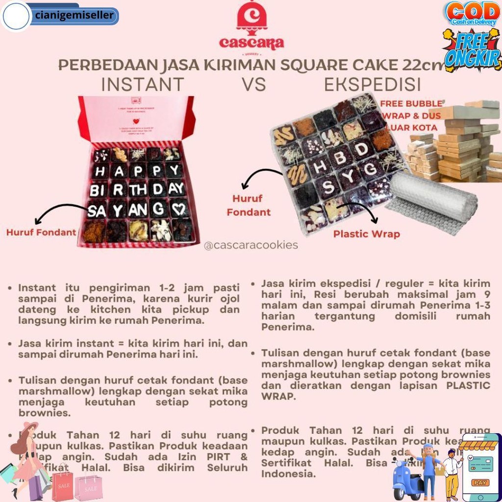 

Cascara Cookies - Kue Brownies Ulang Tahun / Custom Kue Ultah Cokelat Tulisan Huruf 25Pcs 20X20Cm D Promo 2.2