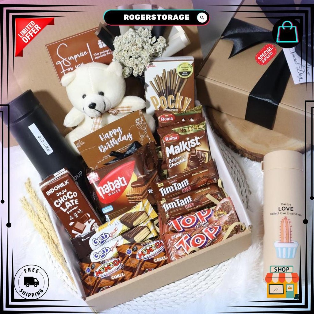 

Hampers Snack Coklat | Kado Ulang Tahun Wisuda | Gift Box Ultah Sempro Cowok Cewek | Snack Box D Best Seller