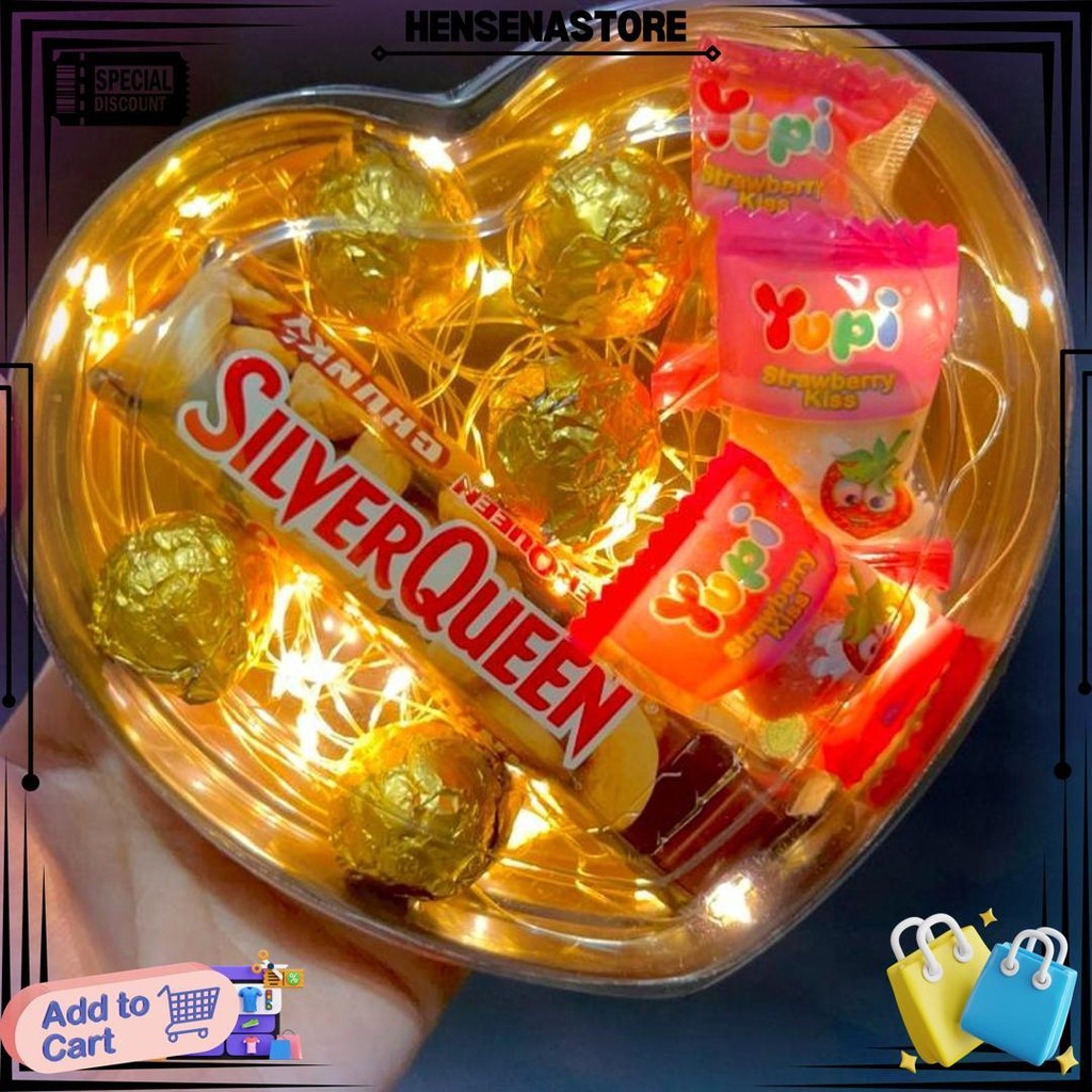 

(Langsung Kirim) Hampers Coklat Kado Mini Giftbox Lampu Love Valentine (Kdw176 D Best Seller