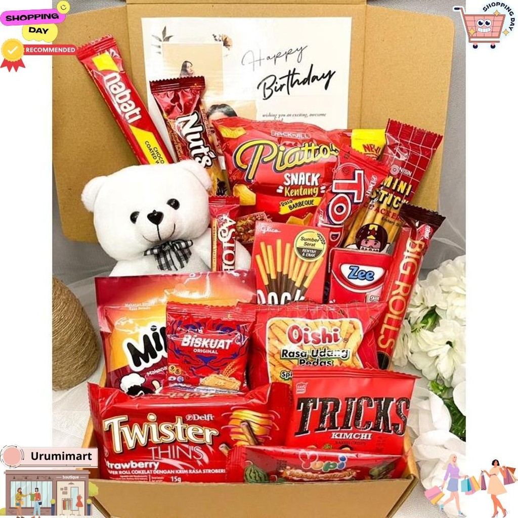 

Snack Box Kado Ulang Tahun / Hampers Snack Murah / Buket Snack / Buket Jajan / Kado Ulang Tahun / Hadiah Ulang Tahun / Hadiah Valentine / Kado Valentine / Kado Anniversary / Hadiah Anniversary / Hadiah Birthday / Hampers Cewek D Gratis Ongkir