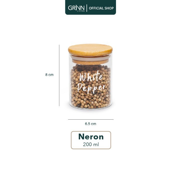 Grinn Living Set Paket Neron Glass Jar 200 ml Toples Kayu Bambu