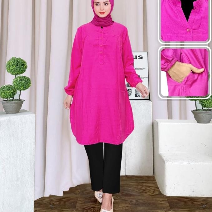 Murah Tunik Polos Viscose Jumbo Pink Fanta