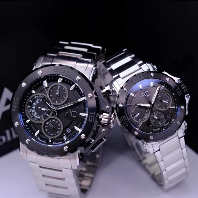 Sale Alexandre Christie Couple Ac9205 Ac 9205 Silver Black Ac Collection
