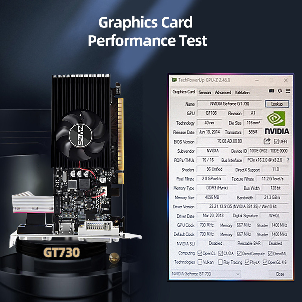 GT730 4GB DDR3 128Bit Graphics Card with HDMI-Compatib