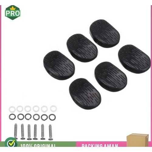 6PCS TEKSTUR KAYU GITAR TUNING TUNER PENGGANTI TOMBOL KNOB HITAM