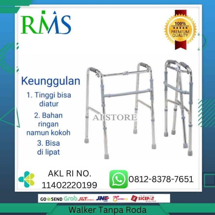 Alat Bantu jalan Tongkat Walker Kaki 4 Kruk/Walker Tanpa Roda