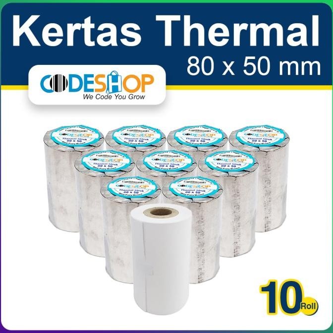 

1 SLOP Kertas Thermal Codeshop 80 x 50 mm Struk Kasir Printer 80mm