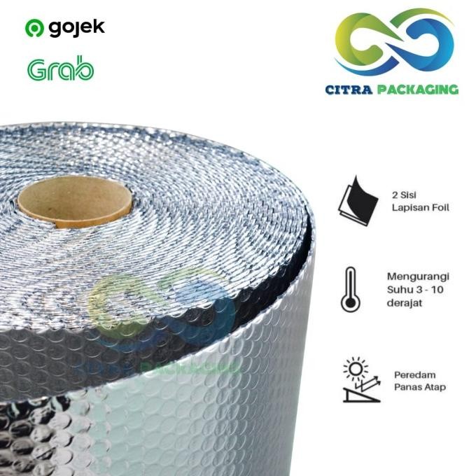 PLASTIK BUBBLE ALUMUNIUM FOIL ANTI PANAS UNTUK ATAP / GENTENG ROLL 25M