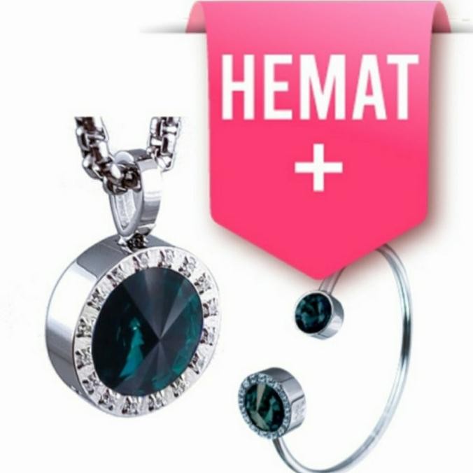 Murah Kalung Kk Liforce + Gelang Kk Liforce Love Black Red Blue Emerald