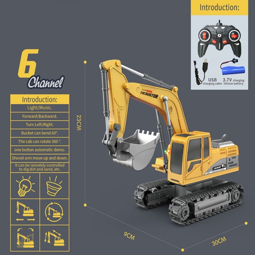 Mainan Anak RC 40MHZ EXCAVATOR DIE CAST METAL JM22480 Mainan Remote Control Mobil Excavator Anak