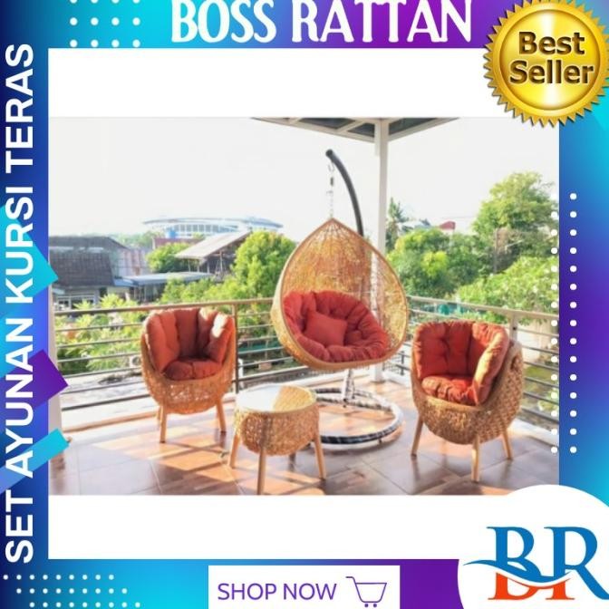 Set Ayunan Kursi Teras Brekele Rotan Sintetis FREE ONGKIR JABODETABEK
