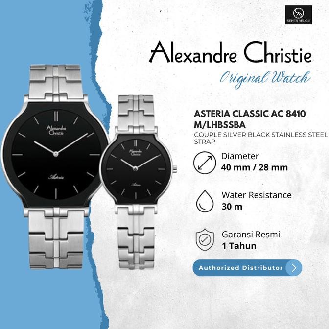 Grosir Jam Tangan Couple Alexandre Christie Ac 8410 Asteria Ketebalan Tipis Original - Silver Black