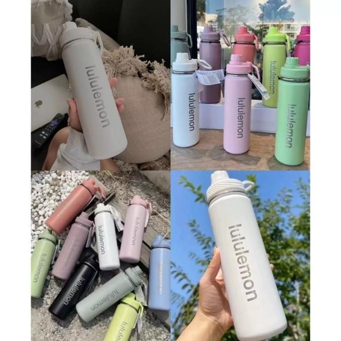 Promo Tumbler Botol Minum Lululemon Lengkap Tag 710Ml Stainless Tahan Panas Dan Dingin