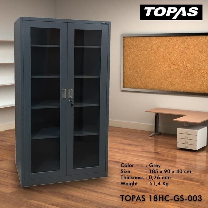 

Lemari Kantor Besi Penyimpanan Arsip 5 Rak 2 Pintu Kaca Ayun Swing