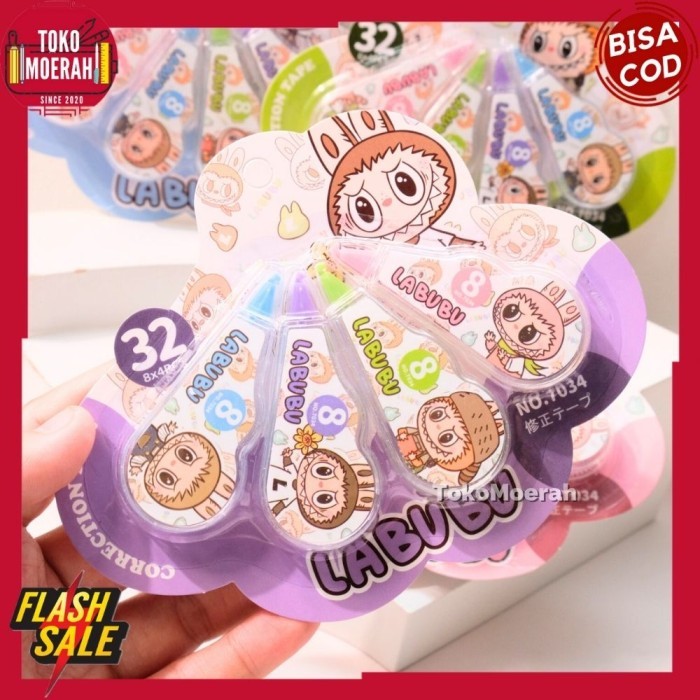 

Correction Tape Labubu 4 In 1 Tip Ex Kering Labubu 1 Set 4Pcs Tip X Kering Tape Labubu Lucu Unik
