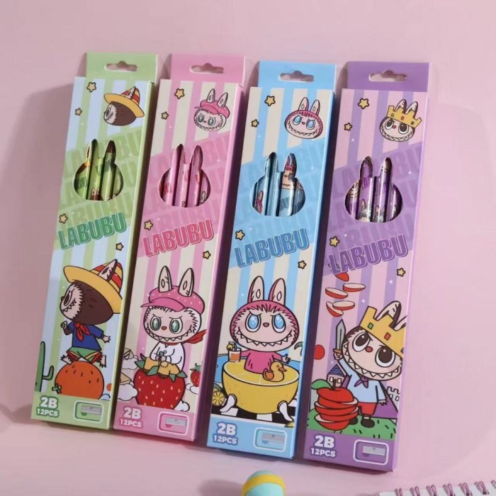 

1 Lusin Pensil Hb Motif Kartun Labubu The Monster Cute