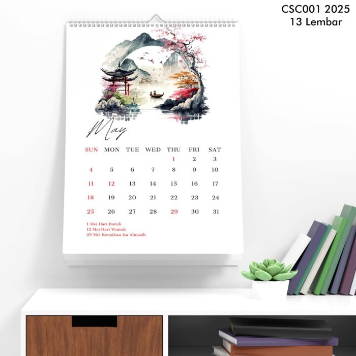 

Kalender Dinding 2025 Aesthetic Calender Mountains Japanese Style Jepang Hiasan Rumah Spiral Estetik