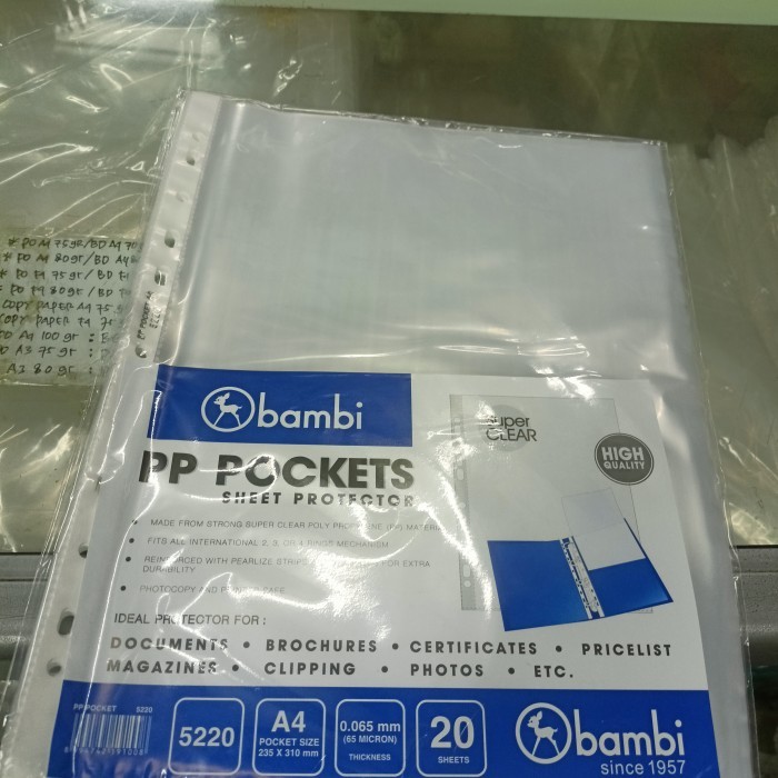 

Pp Pockets Bambi A4 Per Sheets