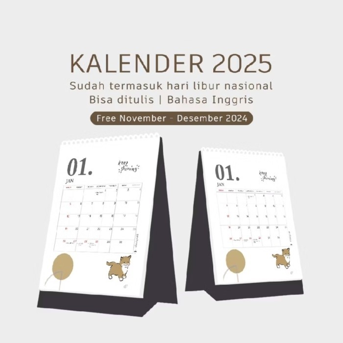 

Kalender 2025 Meja Duduk Spiral Portrait Aesthetic Df