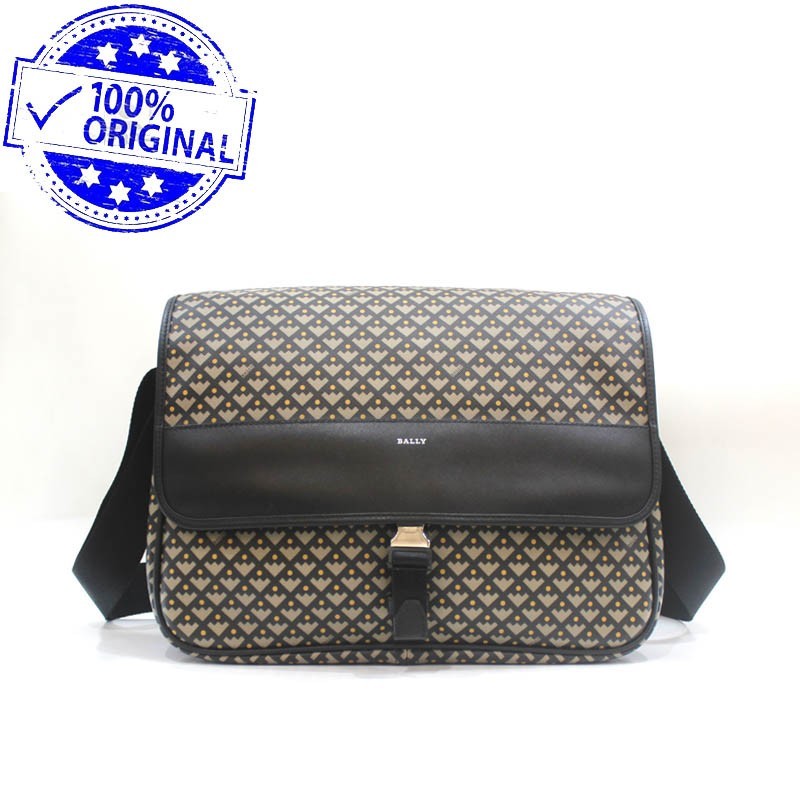 Preloved Bally Eiger Coated Canvas Messenger Bag