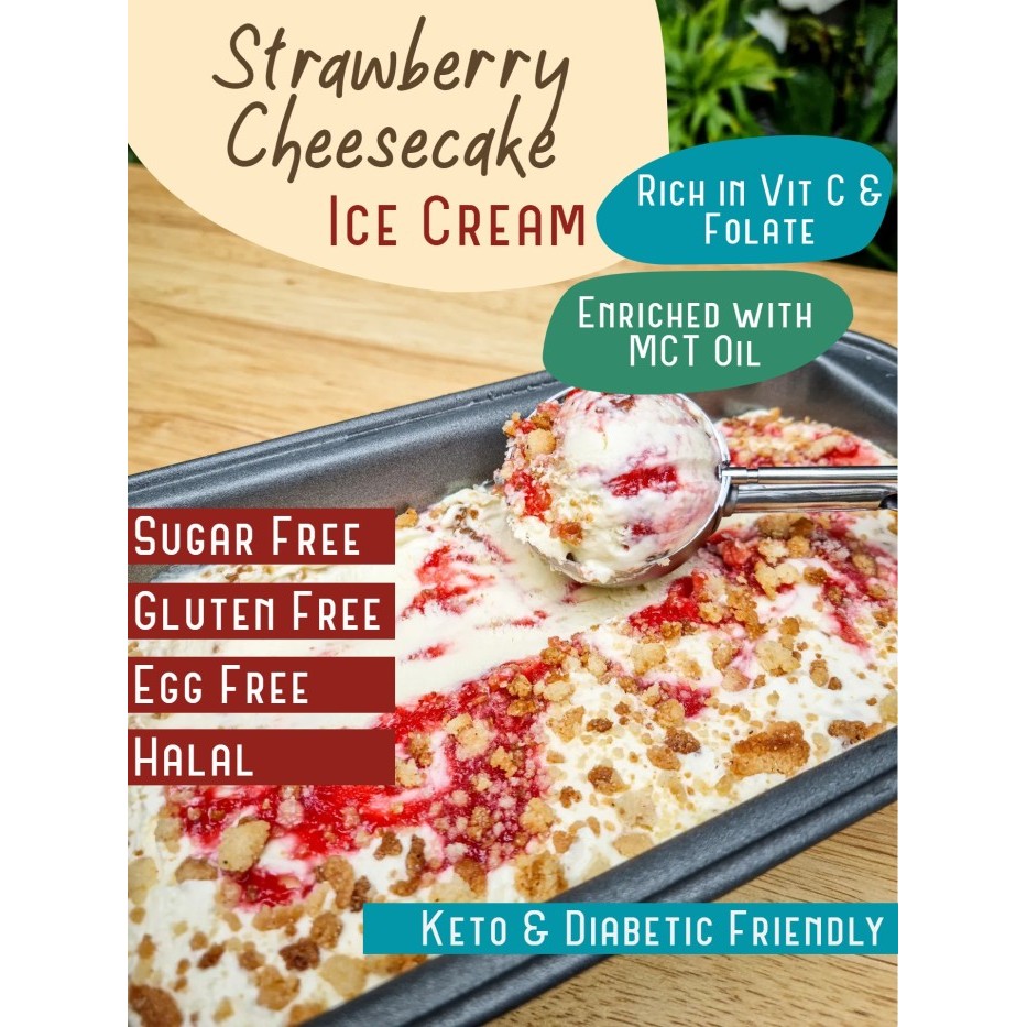 

WORRYFREE STRAWBERRY CHEESECAKE ICE CREAM (LOW CARB, SUGAR FREE, DIET)