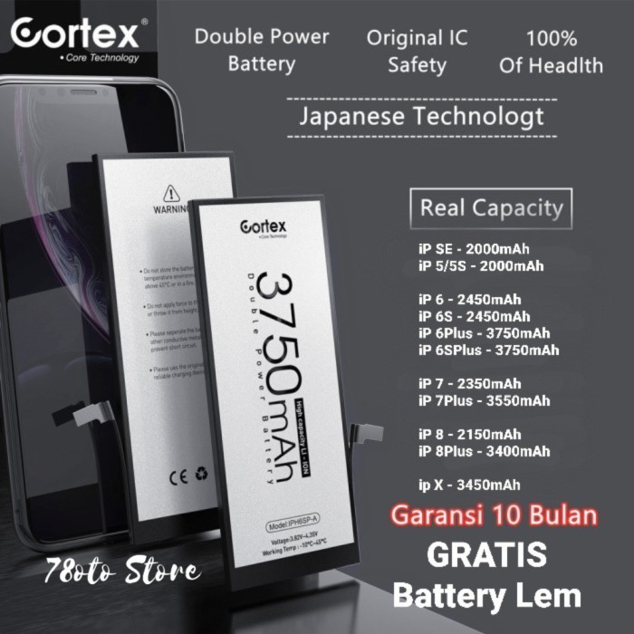 Ready Batre baterai iphone 6/6S/6Plus/6SPlus double power cortex Original