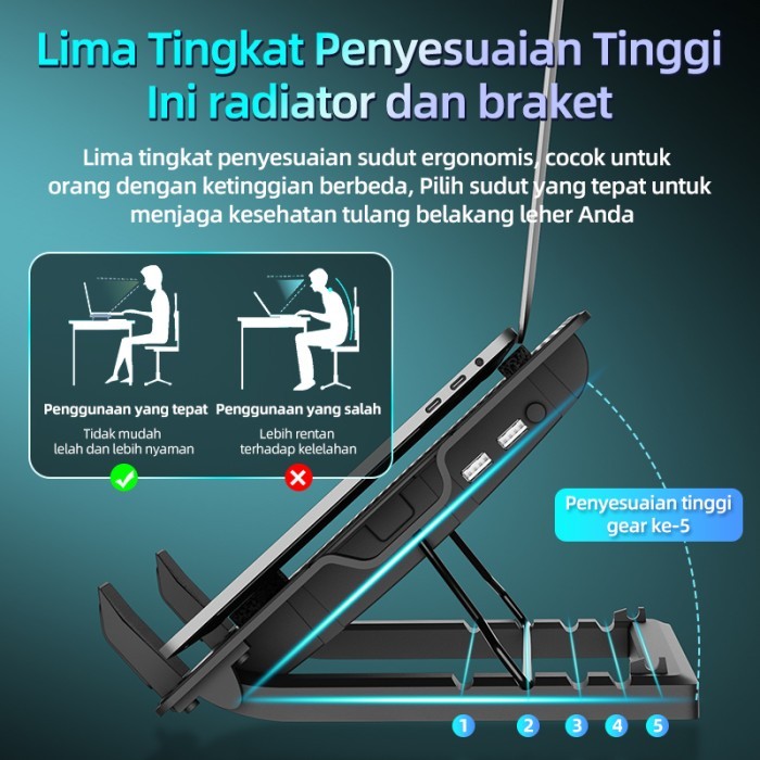 Olyps Cooling Pad Laptop Kipas Pendingin Laptop Portable Silent