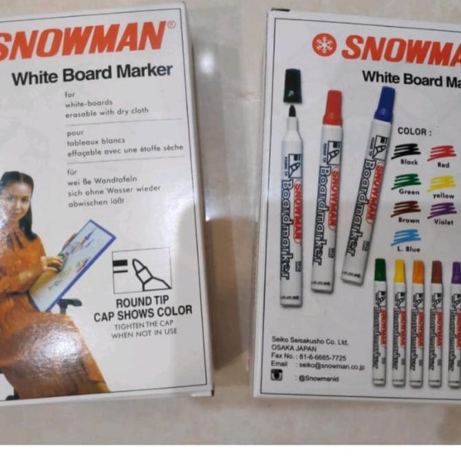 

spidol snowman whiteboard BG-12 hitam 1 kotak isi 12 pcs BS76