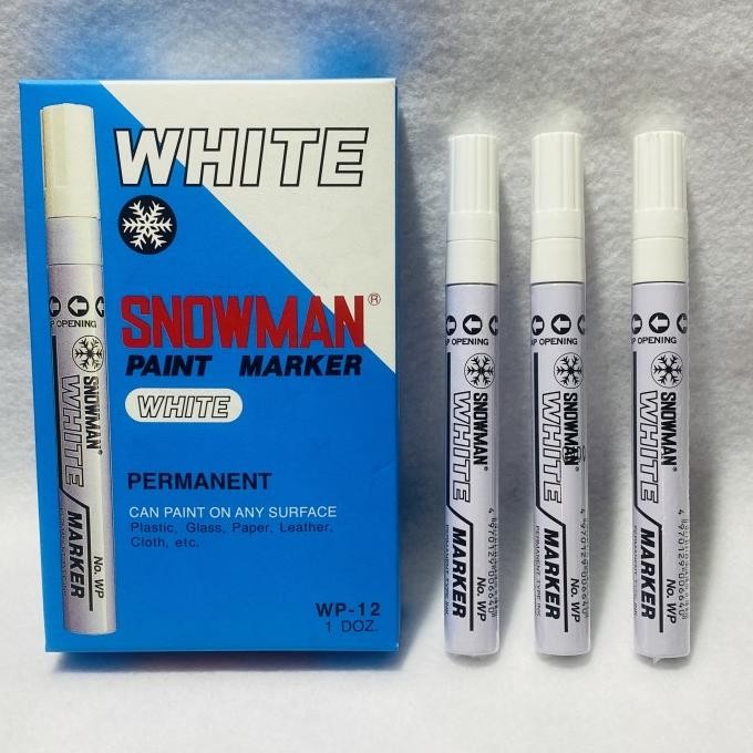

SPIDOL SNOWMAN PERMANENT MARKER WP-12 TINTA PUTIH / 1 BOX ISI 12 PCS BS76