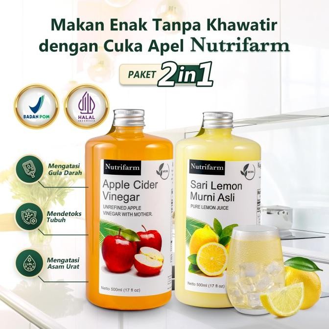 NUTRIFARM PAKET 2IN1 CUKA APEL SARI LEMON ORIGINAL