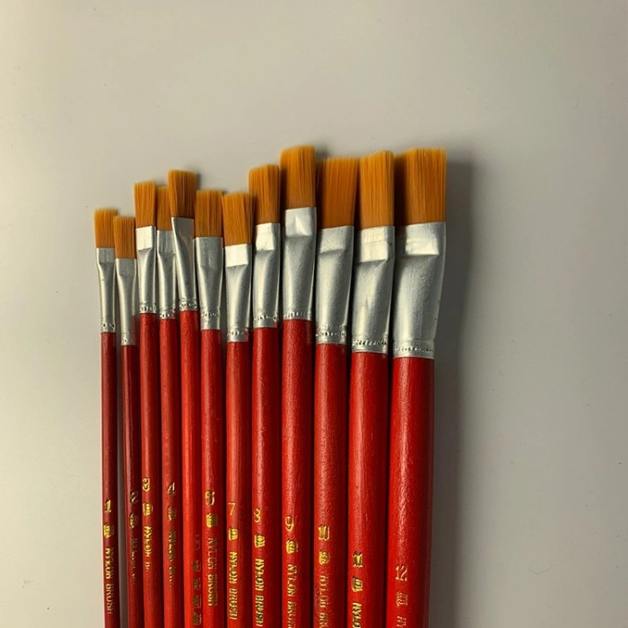 

BRG BARU Set Kuas Lukis Cat Air Gagang Merah (Isi 12)