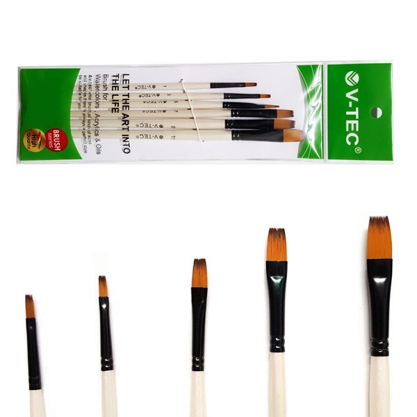 

SALE V-Tec Flat Brush A0017H Set 6 / Kuas Lukis Set 6