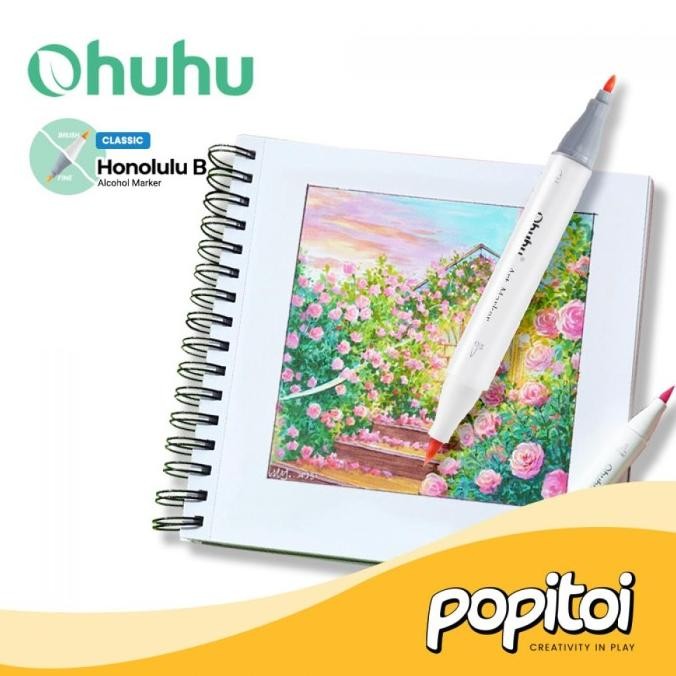 

PROMO OHUHU Honolulu 48 Colors Dual Tip Brush Fine Chisel Alcohol Art Marker