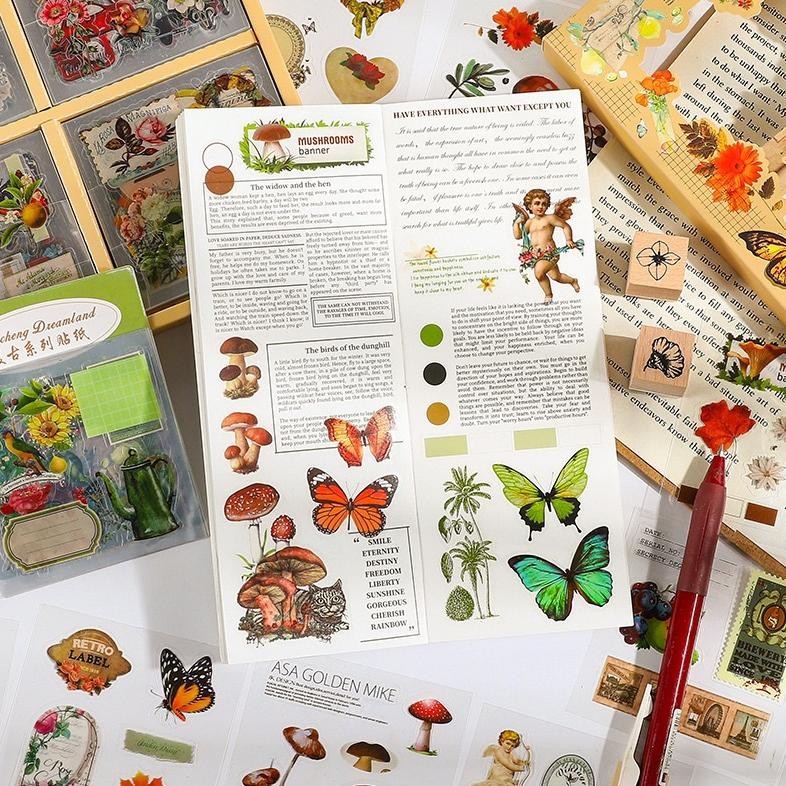 

BISA COD Stiker 100 Lembar Butterfly Flower Aesthetic Jurnal DIY Vintage Sticker TW39