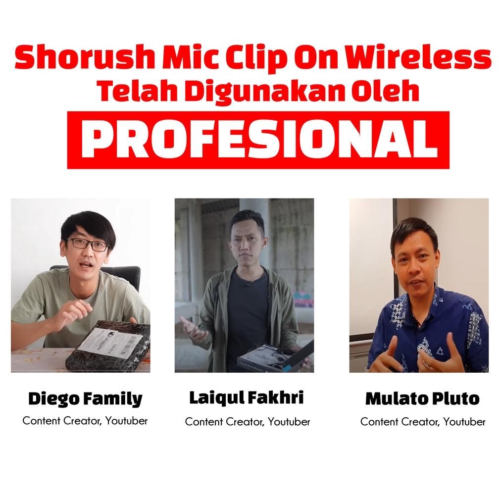 BISA COD Shorush GMP 1 Microphone Mic Clip On Wireless UHF VLOG Untuk Camera Mirorrless Youtuber HP 