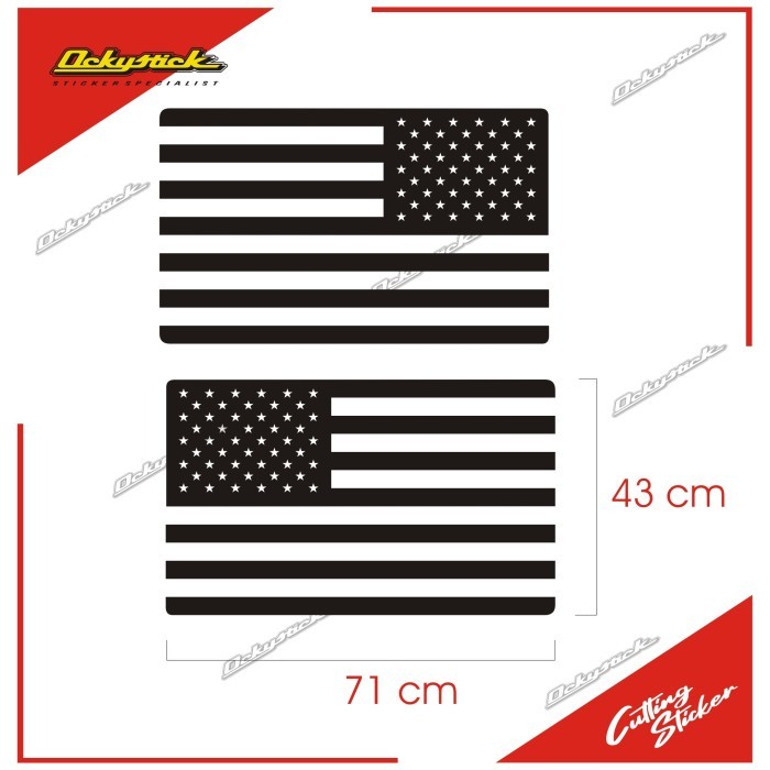 Jual Cutting Sticker Bendera Amerika Kaca Belakang Rubicon Stiker Mobil