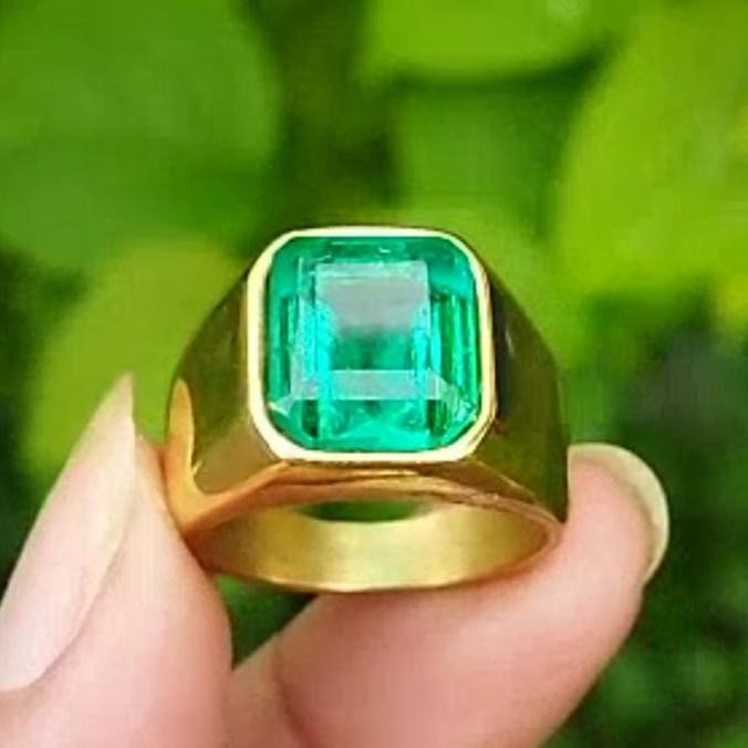 CINCIN PRIA PERMATA NATURAL EMERALD ZAMRUD COLOMBIA OCTAGON