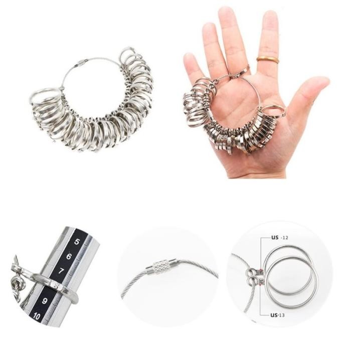 Alat ukur pengukur jari cincin tools ring ukuran sizer finger logam US