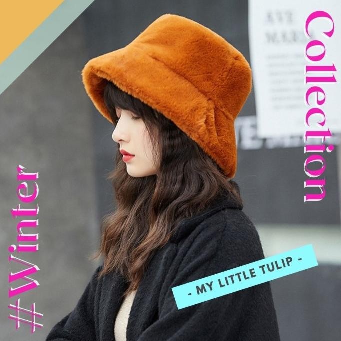 Topi Bucket Bulu2 Tebal / Topi Fedora Wool Imitasi Topi Fashion Korea