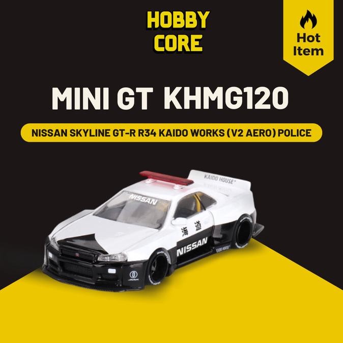 [READY STOCK] Mini GT Nissan Skyline GT-R R34 Kaido Works (V2 Aero) Police Kaido House R34 Diecast
