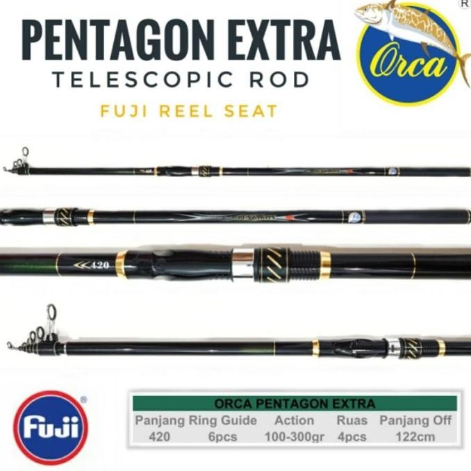 Joran Pancing Surf Orca Pentagon Extra 390 420 Fuji Dan Non Fuji Kaku