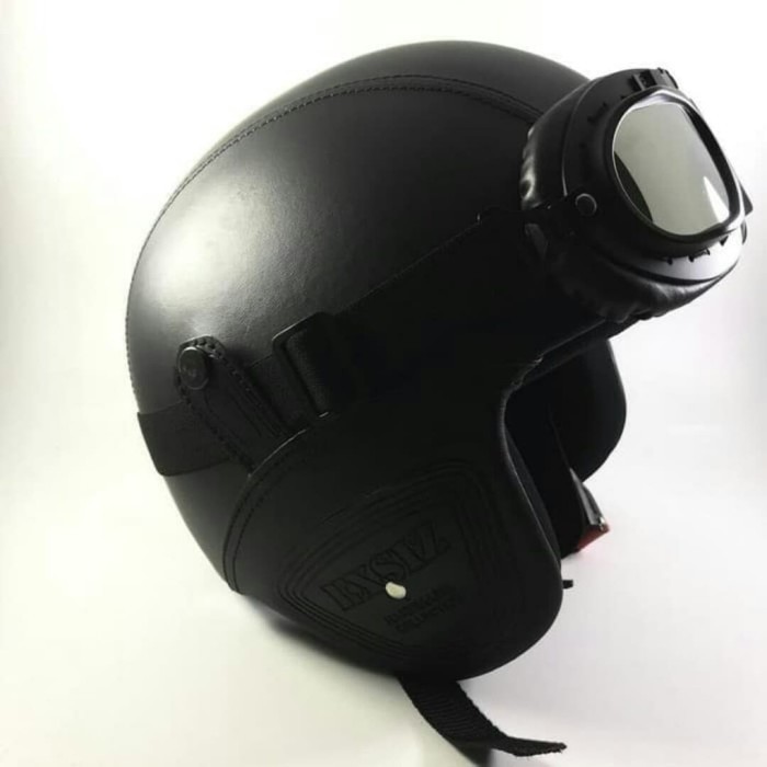 HELM BOGO PILOT KULIT /RETRO / BRIMOB KACAMATA