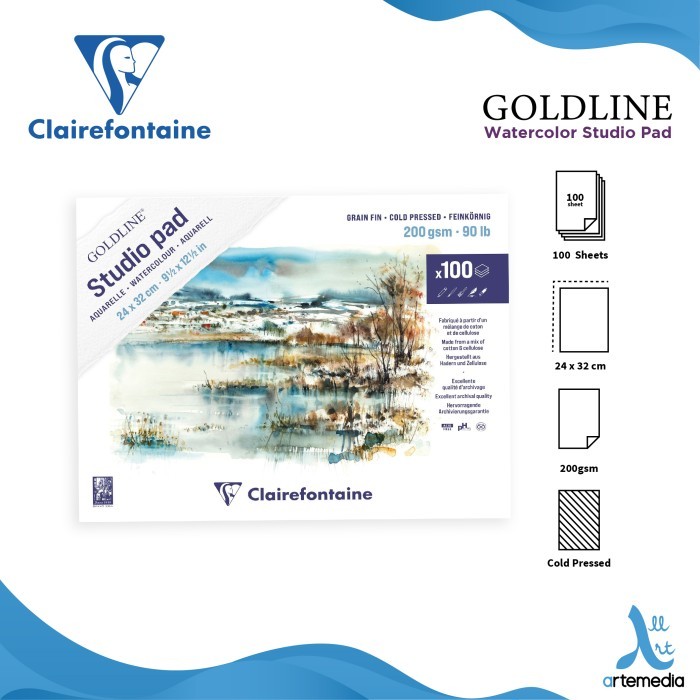 

SALE TERLARIS KERTAS CAT AIR CLAIREFONTAINE GOLDLINE STUDIO WATERCOLOR PAD MIX MEDIA READYY