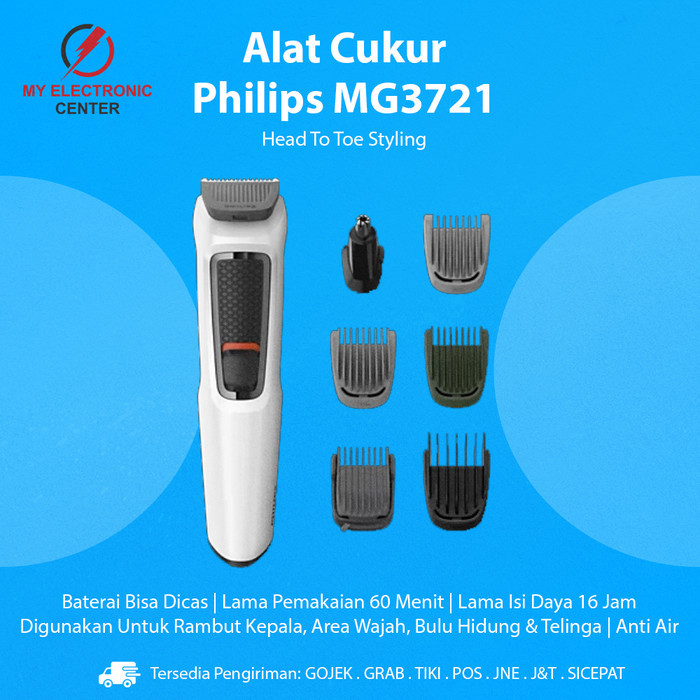 Mesin Cukur Elektrik Philips MG3721 Alat Pencukur Rambut Kumis Jenggot