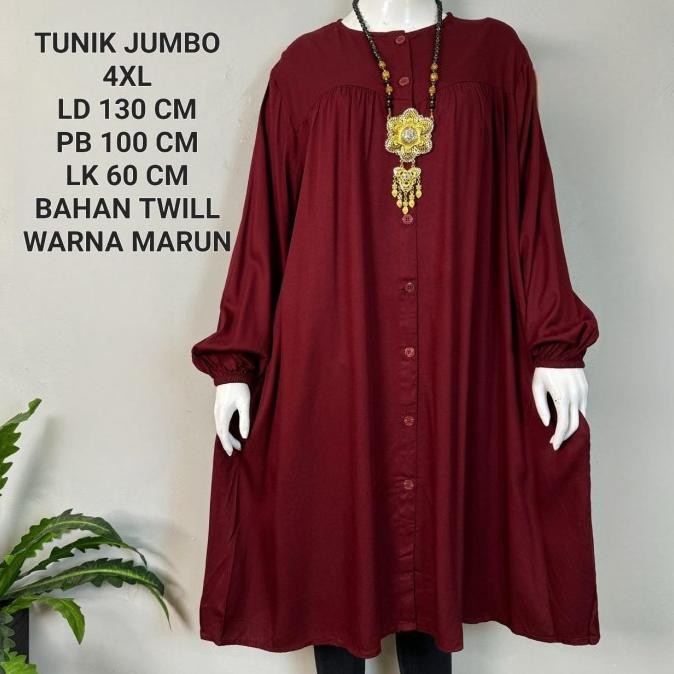 Long Tunik Jumbo LD 130 Cm Model Kekinian