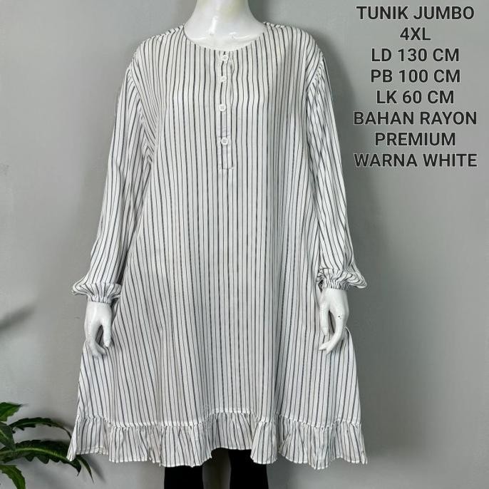 Tunik Jumbo Wanita LD 130 CM Motif Garis Kekinian