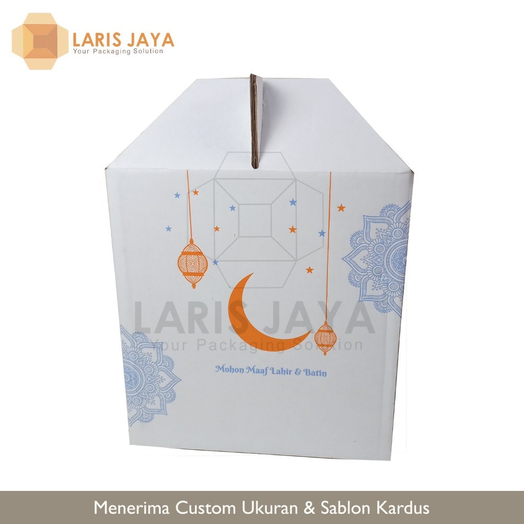 

Box 33X26X27 Cm (Jinjing) Kardus / Karton / Gable / Hampers Parcel Lebaran / Ied Mubarak - Biru Gold
